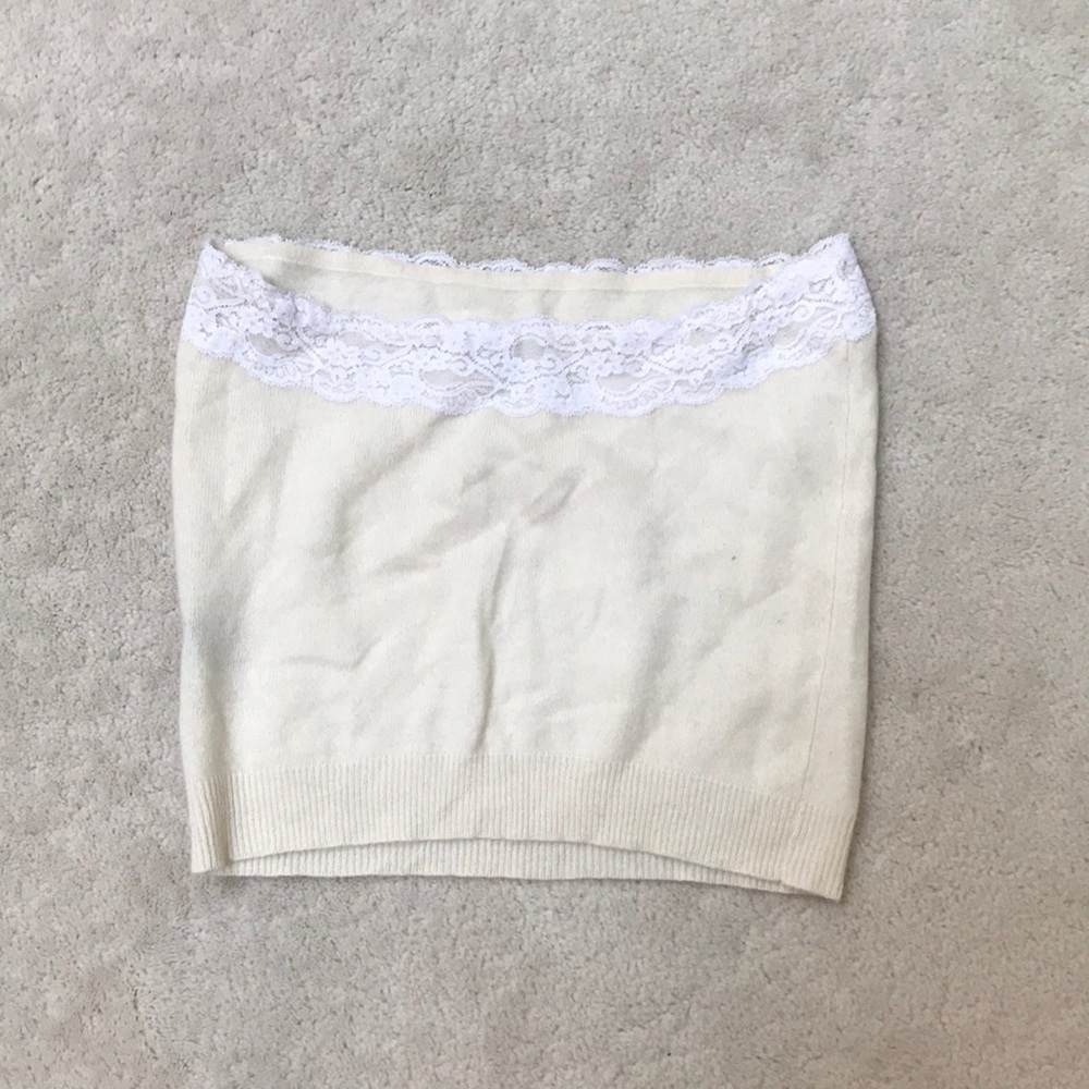 Cashmere and lace tube top
